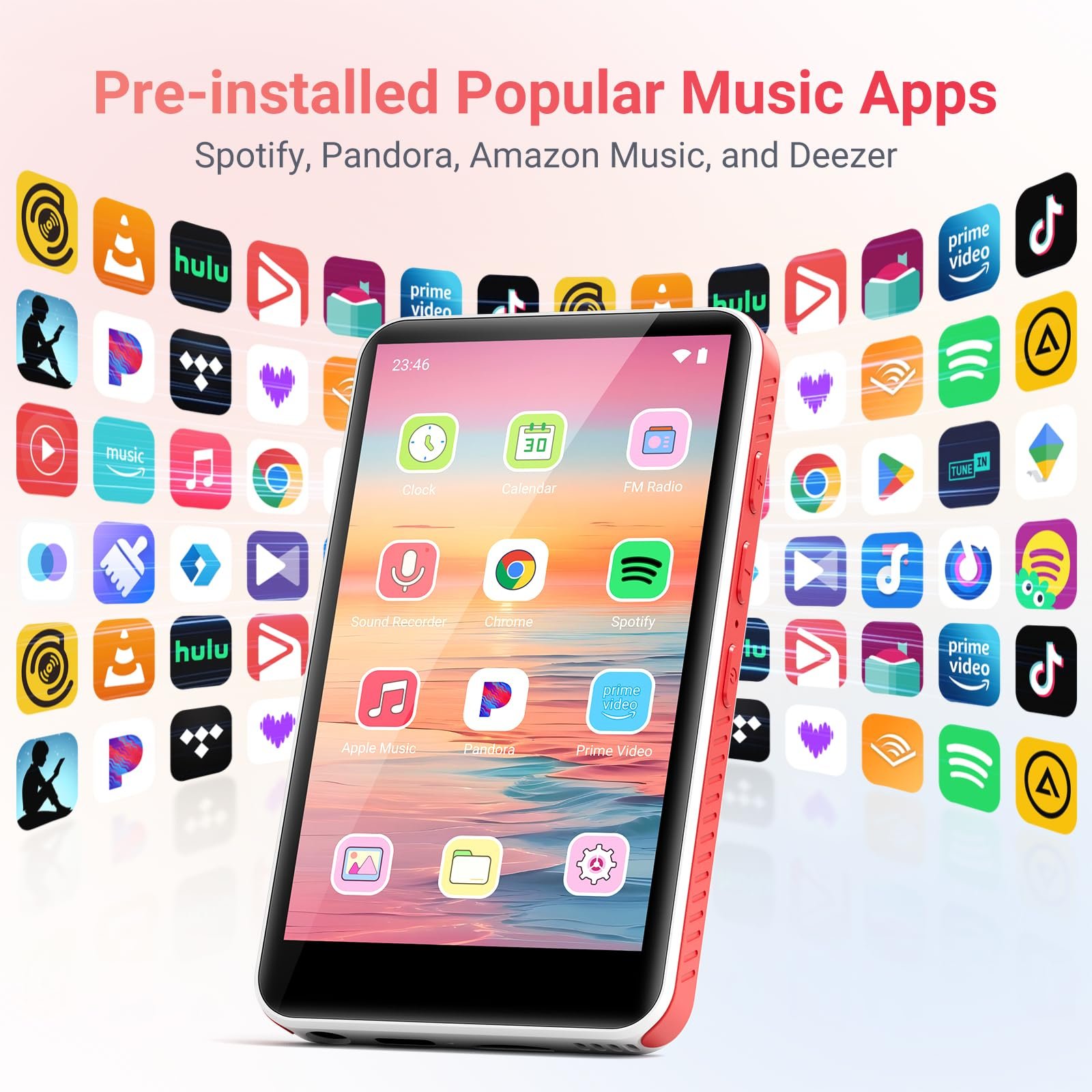 MP3 плеер Oilsky с Bluetooth и WiFi, Android 13.0, 4GB RAM, 4.0-дюймовый HD MP4 плеер с сенсорным экраном и динамиком, 192GB, черный, фото №3