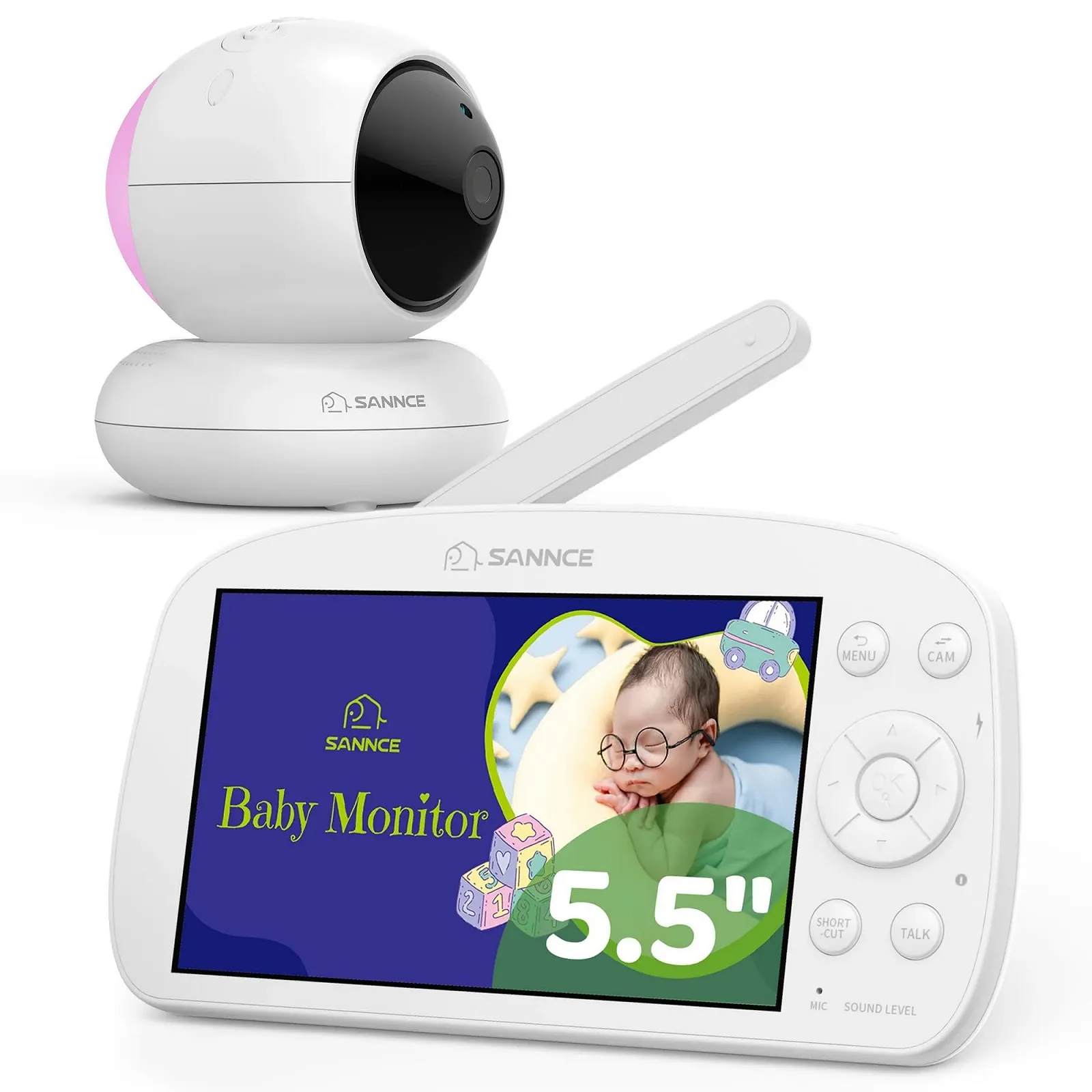 Відеоняня SANNCE 5.5 дюймів 720P 5000 мАг Night Light PTZ IR Night Vision Feeding Reminder, фото №1 Відеоняня SANNCE 5.5 дюймів 720P 5000 мАг Night Light PTZ IR Night Vision Feeding Reminder, фото №1