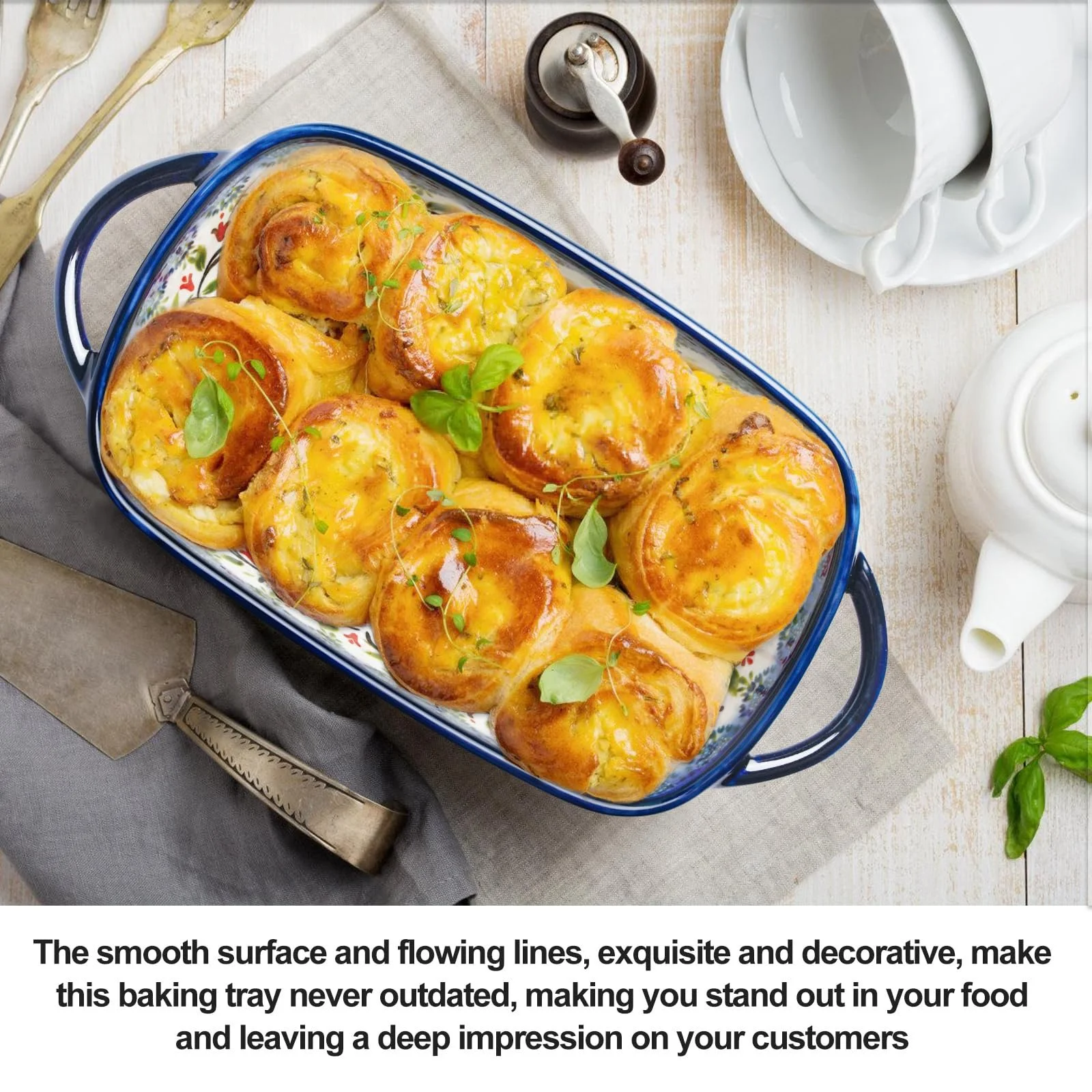 Форма для запекания керамическая прямоугольная с двойной ручкой 23.5 x 13 x 5 см Vintage, фото №6