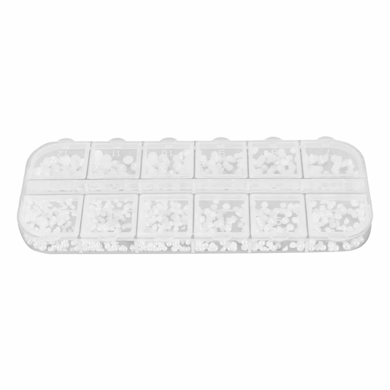 Жемчуг Полукруглый 3D дизайн ногтей 4 размера Пластик Плоская задняя часть Белый (5 шт.), фото №8