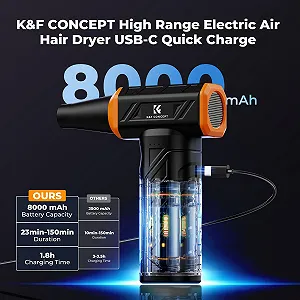 Очищувач стисненим повітрям K&F Concept 8000 mAh 150000 RPM LED підсвічування synthetic.ua - Фото 1
