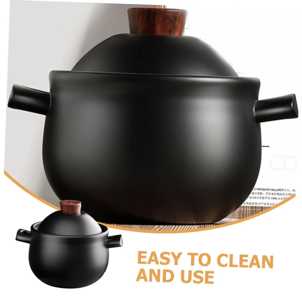 Каструля керамічна для тушкування термостійка великої місткості для газової плити з ручками, фото №5