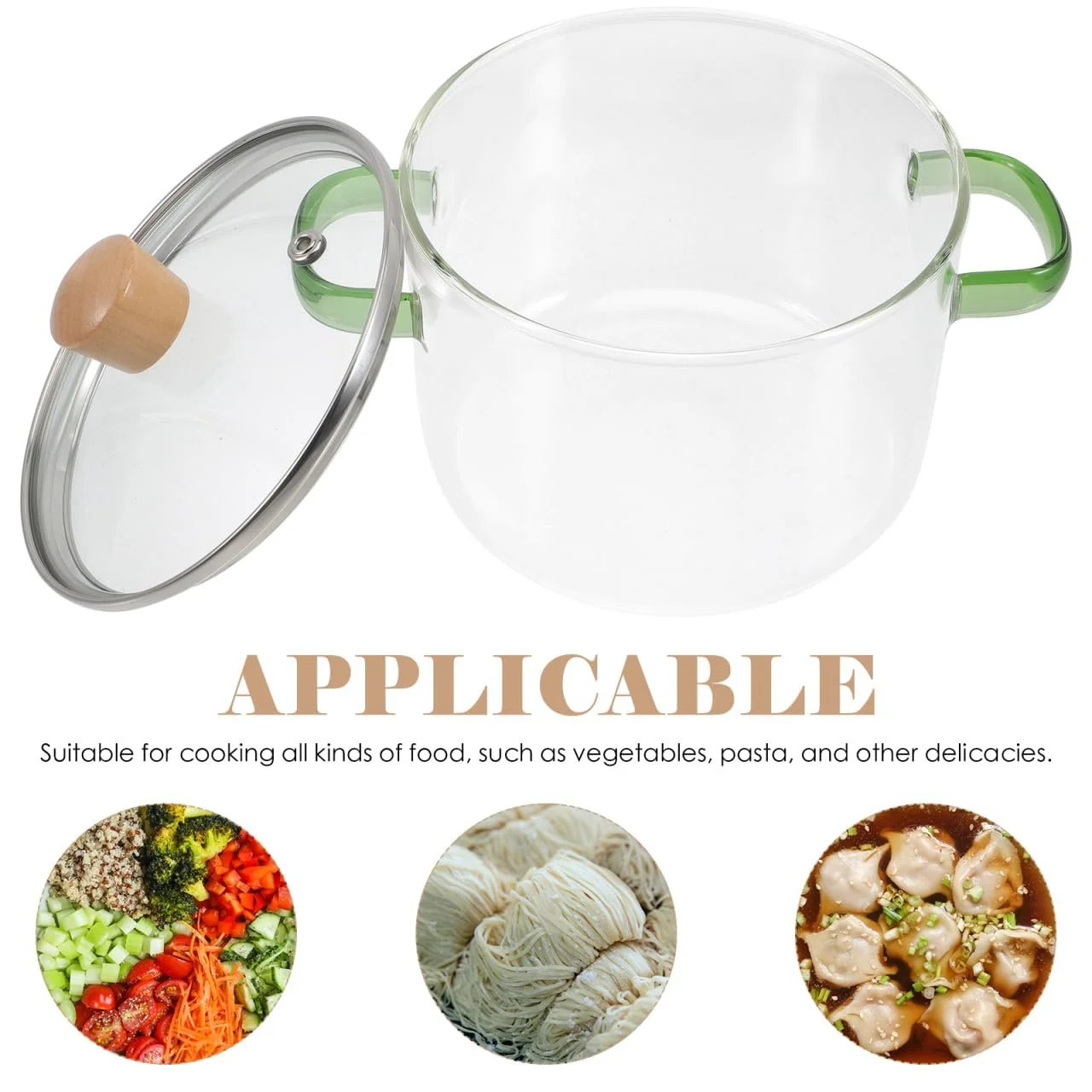 Каструля Healifty 1,5 л з кришкою термостійка прозора, фото №7