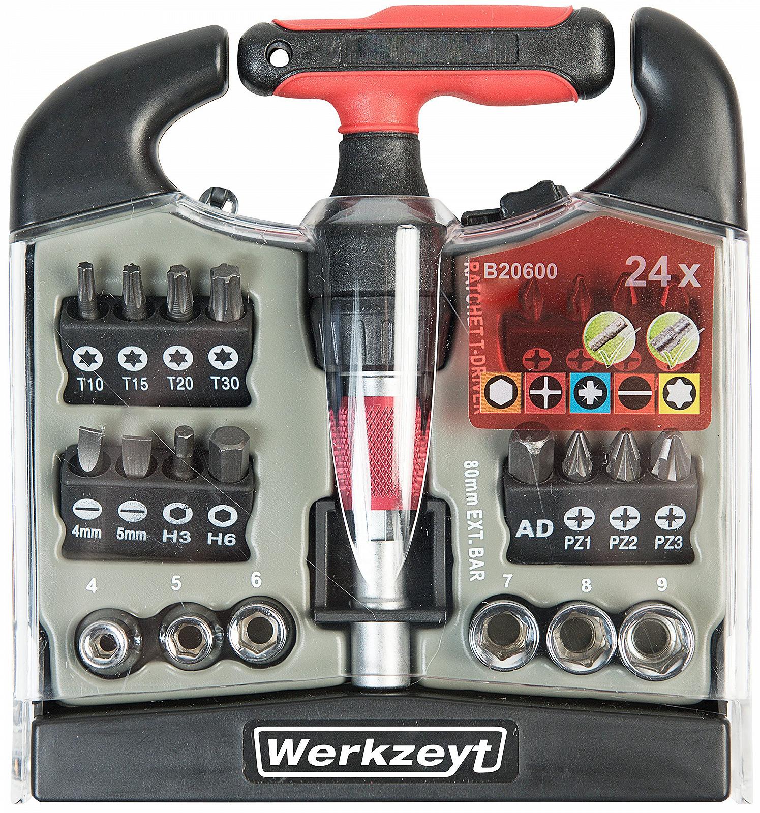 Werkzeyt CON:P Набір T-образних тріскачкових викруток B20600 24 предмети, фото №1 Werkzeyt CON:P Набір T-образних тріскачкових викруток B20600 24 предмети, фото №1