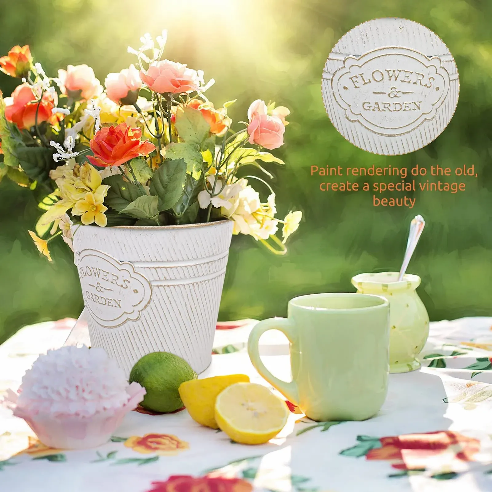 Підвісні горщики Набір 4 шт. металеві з гачком Білий, фото №5