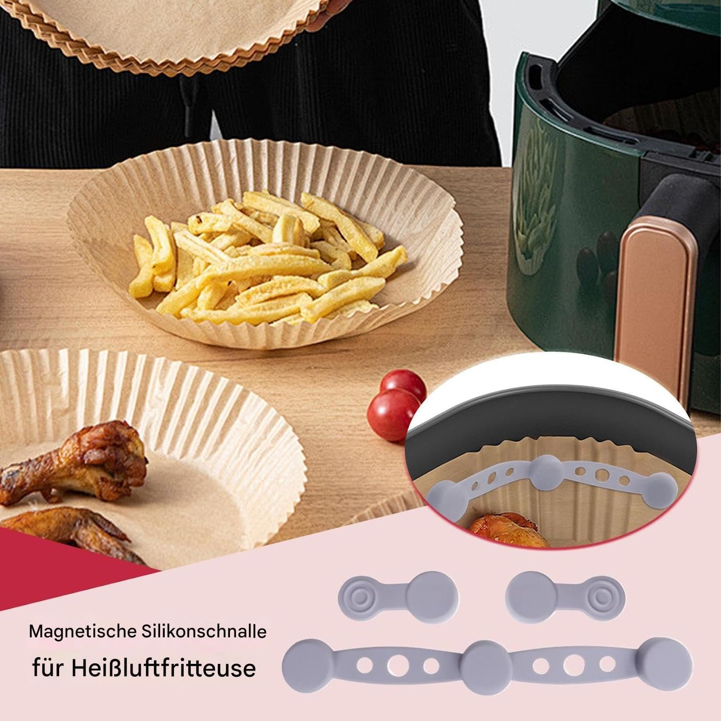 Магнитные силиконовые зажимы для пергамента в аэрофритюрнице 3 шт. термостойкие, фото №3 Магнитные силиконовые зажимы для пергамента в аэрофритюрнице 3 шт. термостойкие, фото №3