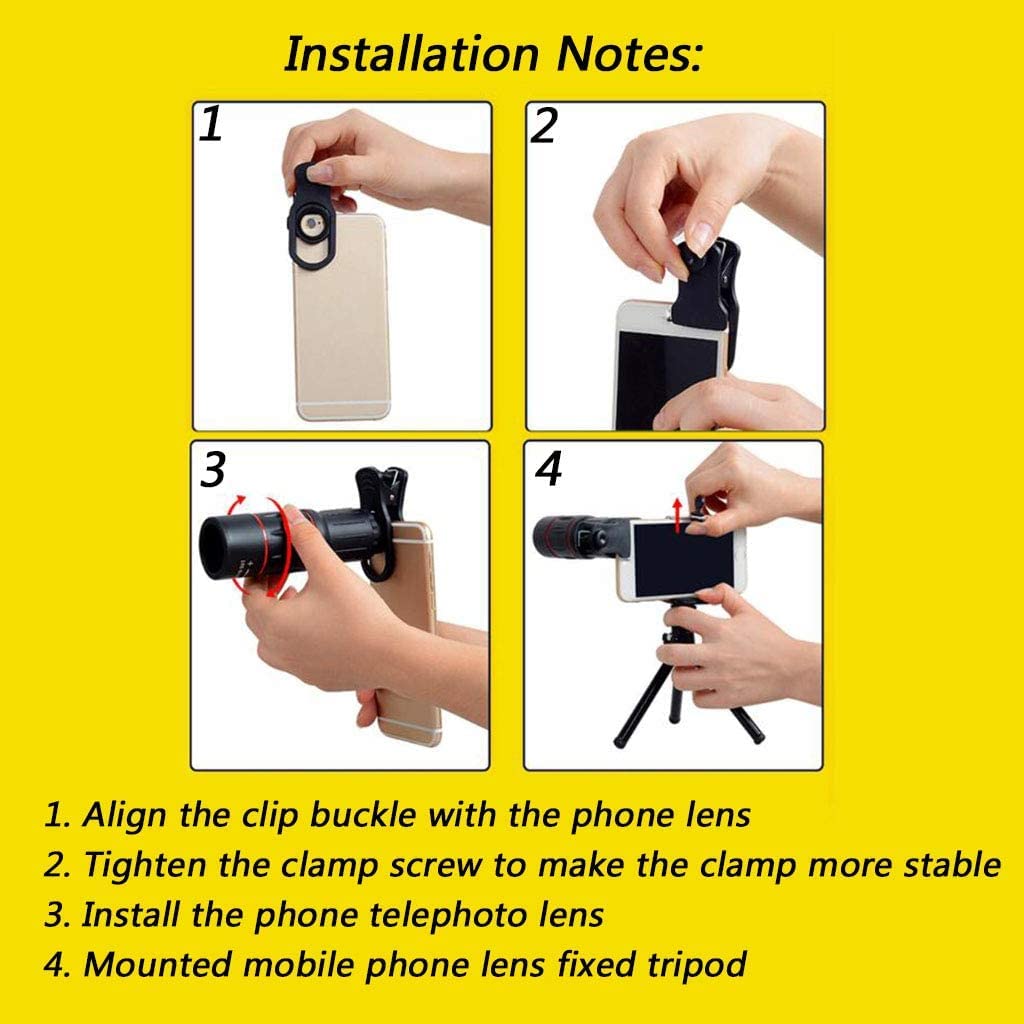 Монокуляр QHYTL HD 4K Телескопічний Зум 32x Телефото Об'єктив Повнодиапазонне Багатошарове Покриття з Тримачем для Мобільного Телефону Малий Штатив Портативний, фото №7