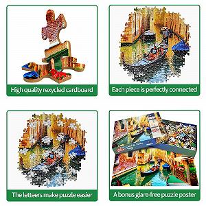 Пазли HUADADA Impossible 1000 елементів Канал у Венеції Різнокольорові - Фото 1