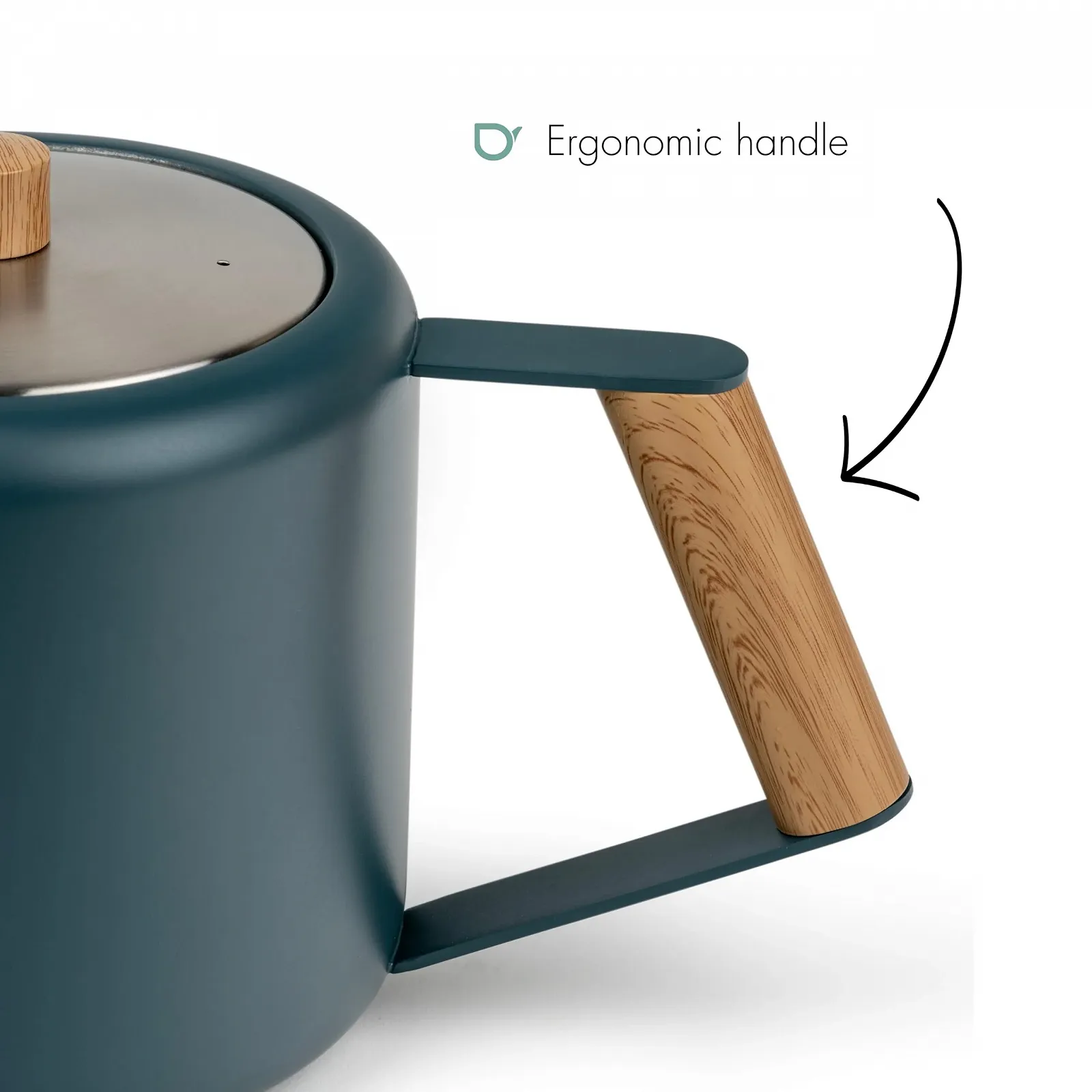 Чайник-заварник Bredemeijer Blue Нержавіюча сталь 1.1 літра Ручка з ефектом дерева Ретро глечик з подвійними стінками Для тривалого насолодження теплим чаєм, фото №5