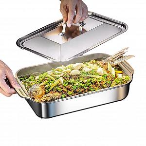 Форма для запекания прямоугольная из нержавеющей стали с крышкой и ручкой - Фото 1