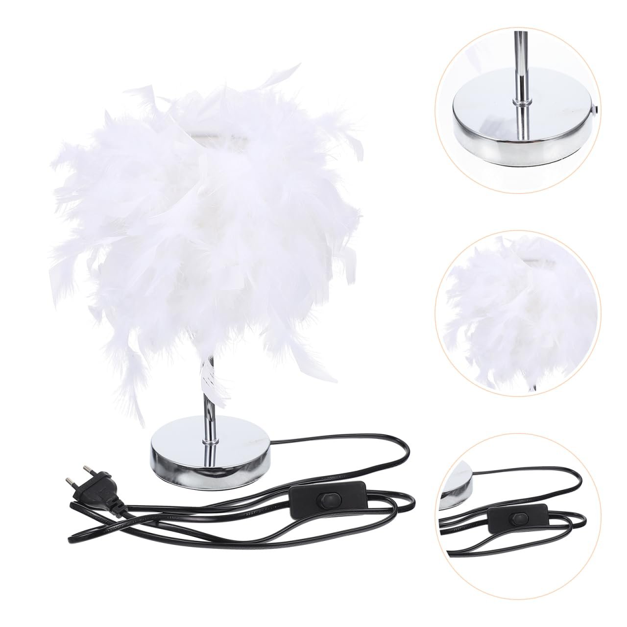 Настільна лампа UKCOCO з пір’ям White European Plug, фото №6