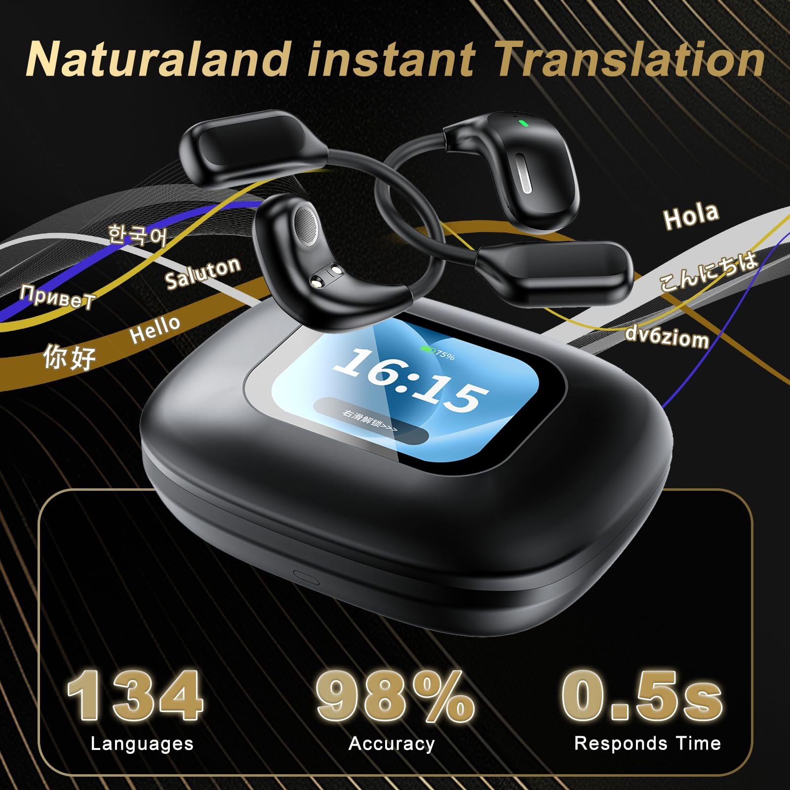 Навушники-перекладачі WingFly AI, пристрій для перекладу 134 мовами з додатком, фото №4
