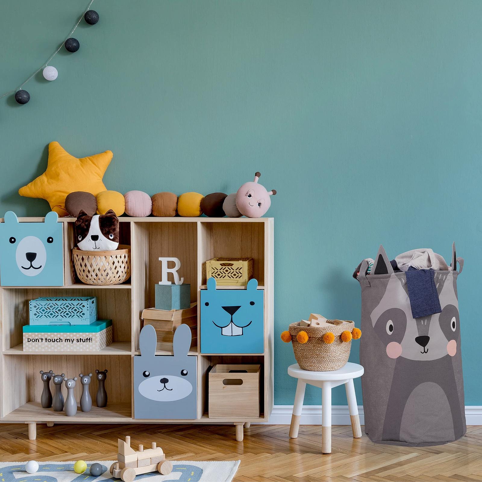 Корзина для хранения Игрушек Relaxdays Енот, Складная, Серый, фото №5