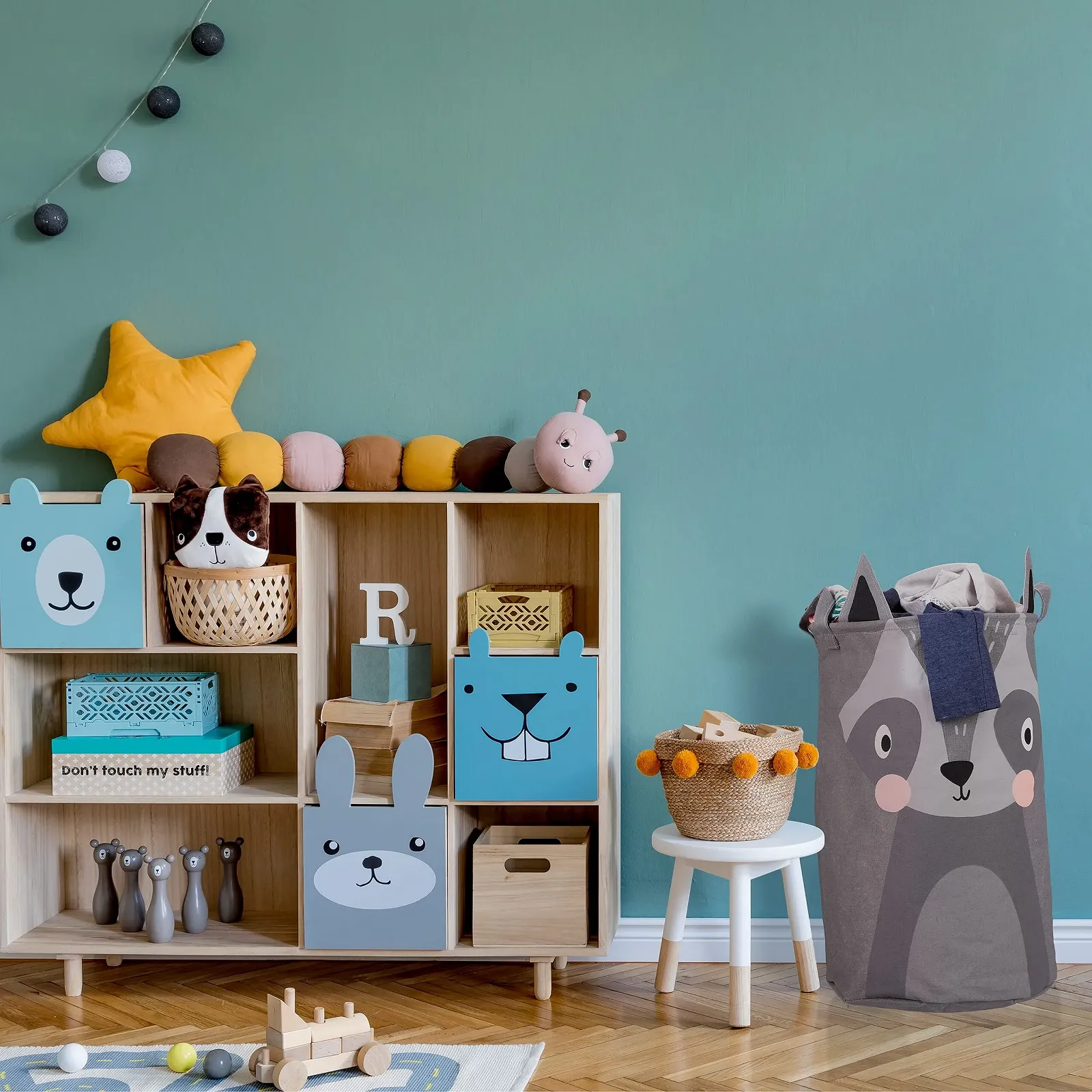 Корзина для хранения Игрушек Relaxdays Енот, Складная, Серый, фото №5