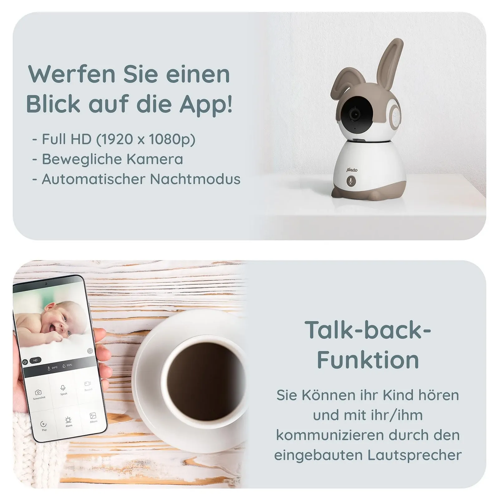 Відеоняня Alecto SMARTBABY10BE WiFi нічне бачення додаток Біло-бежевий, фото №3 Відеоняня Alecto SMARTBABY10BE WiFi нічне бачення додаток Біло-бежевий, фото №3