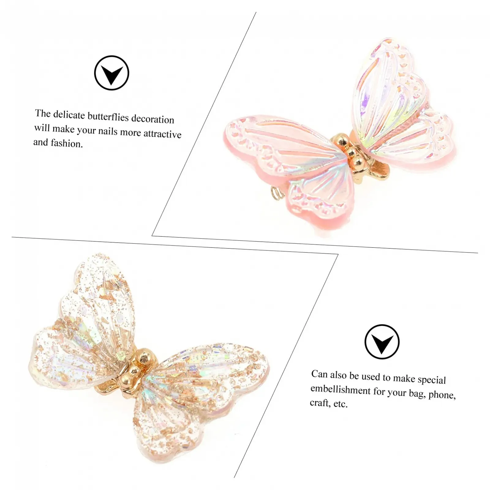 Украшения для ногтей Бабочки 3D Модные украшения для маникюра, фото №9