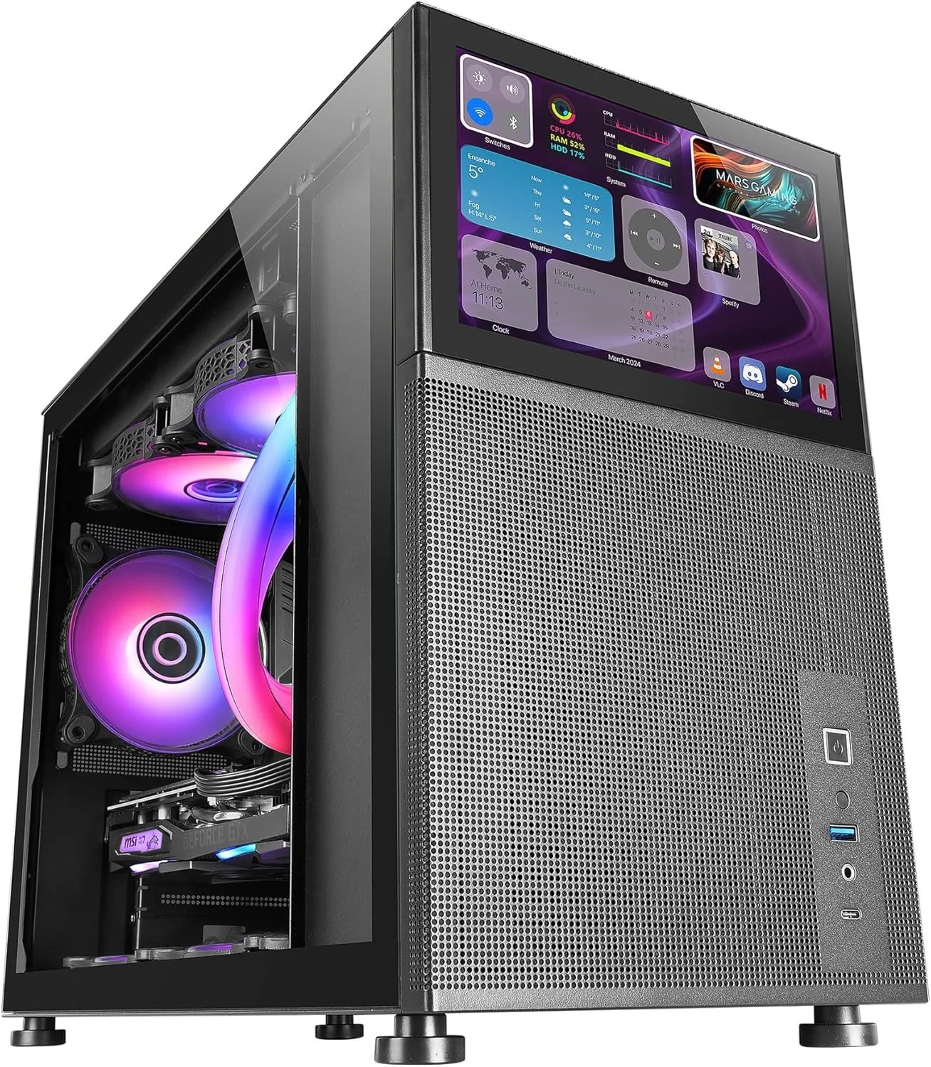 Корпус для ПК з LCD-дисплеєм 8'' Mars Gaming MC-LCD Чорний, фото №1