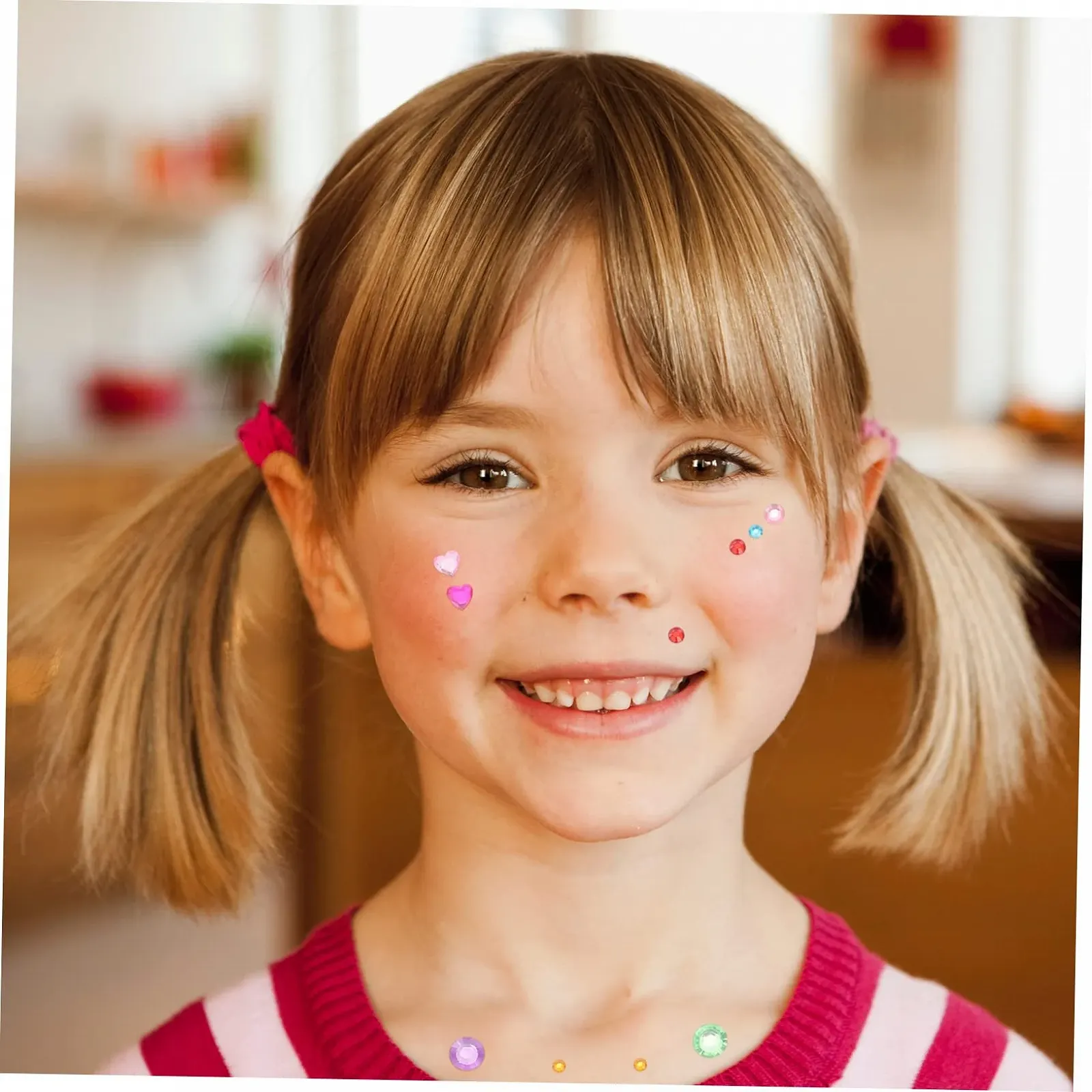 12 листов наклеек со стразами для лица Стразы для ногтей Детские драгоценности для лица Наклейки для ногтей в форме сердца Наклейки со стразами для глаз Декоративные наклейки Наклейка на телефон Лицо, фото №4