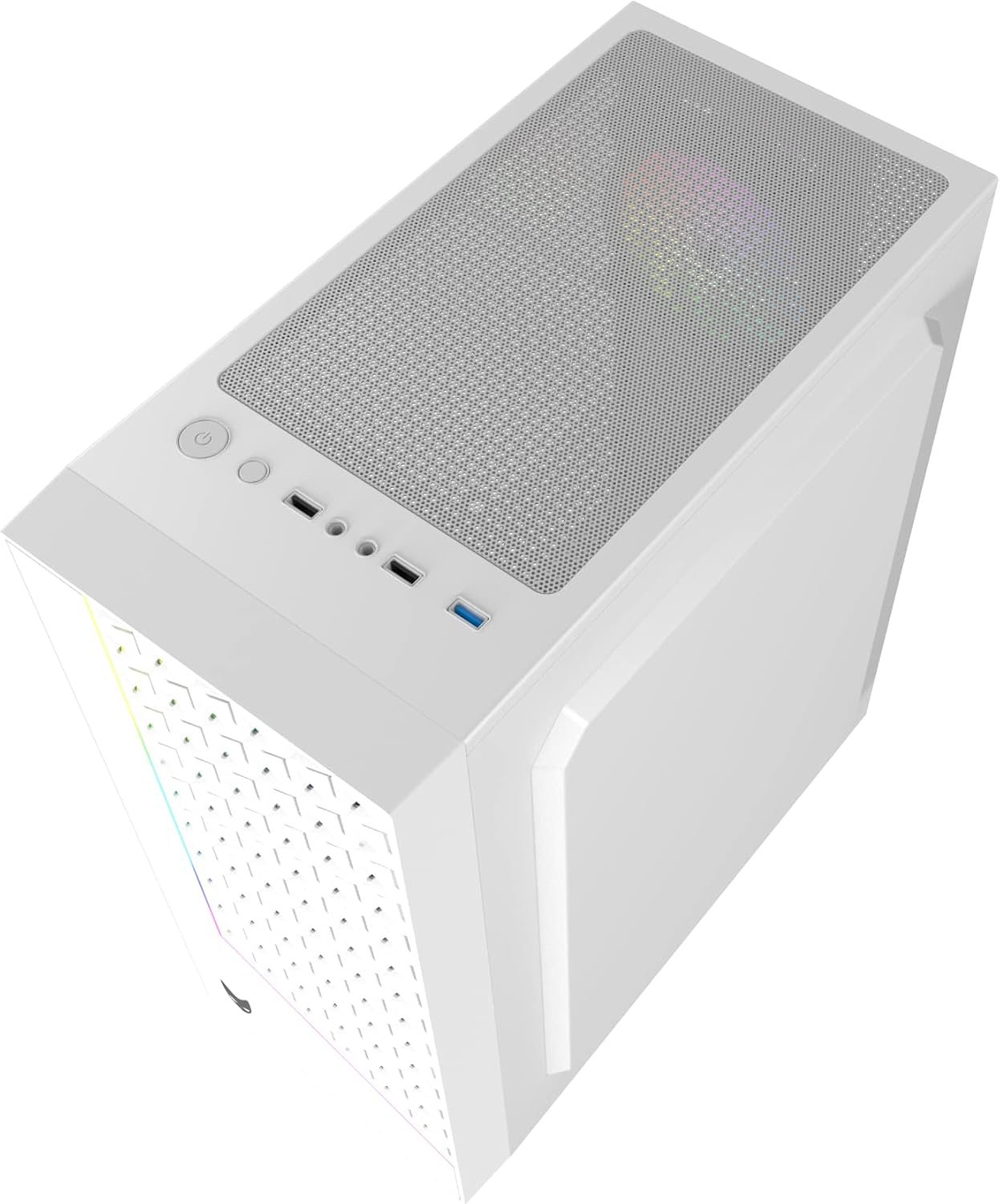 Корпус Oversteel Iridium RGB / без БЖ / Midi Tower / ATX, mATX, ITX / 2 пилових фільтри /  ARGB / Загартоване скло / Білий, фото №5