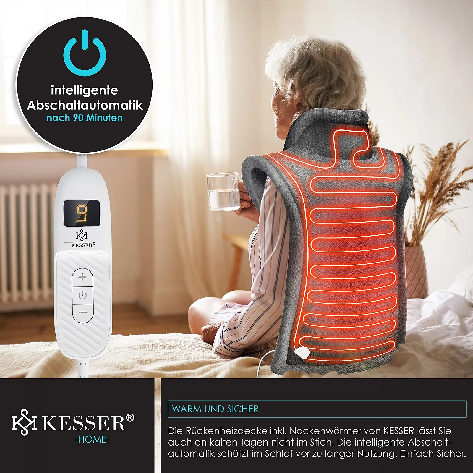 Електрична ковдра грілка KESSER 9 налаштувань тепла 60 x 85 см, фото №5 Електрична ковдра грілка KESSER 9 налаштувань тепла 60 x 85 см, фото №5
