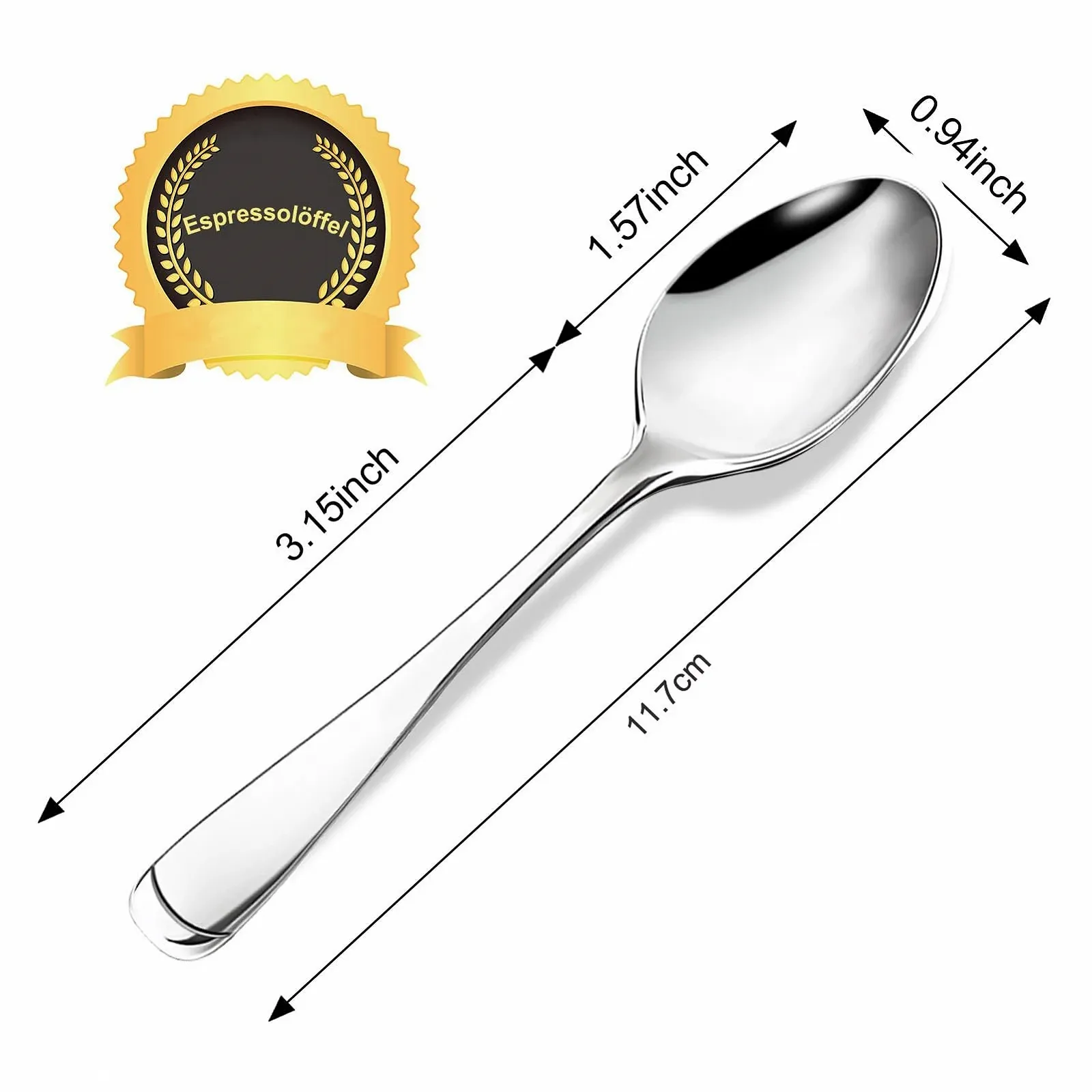 Ложки для кави, Набір з 6 штук, Маленькі з нержавіючої сталі, фото №2