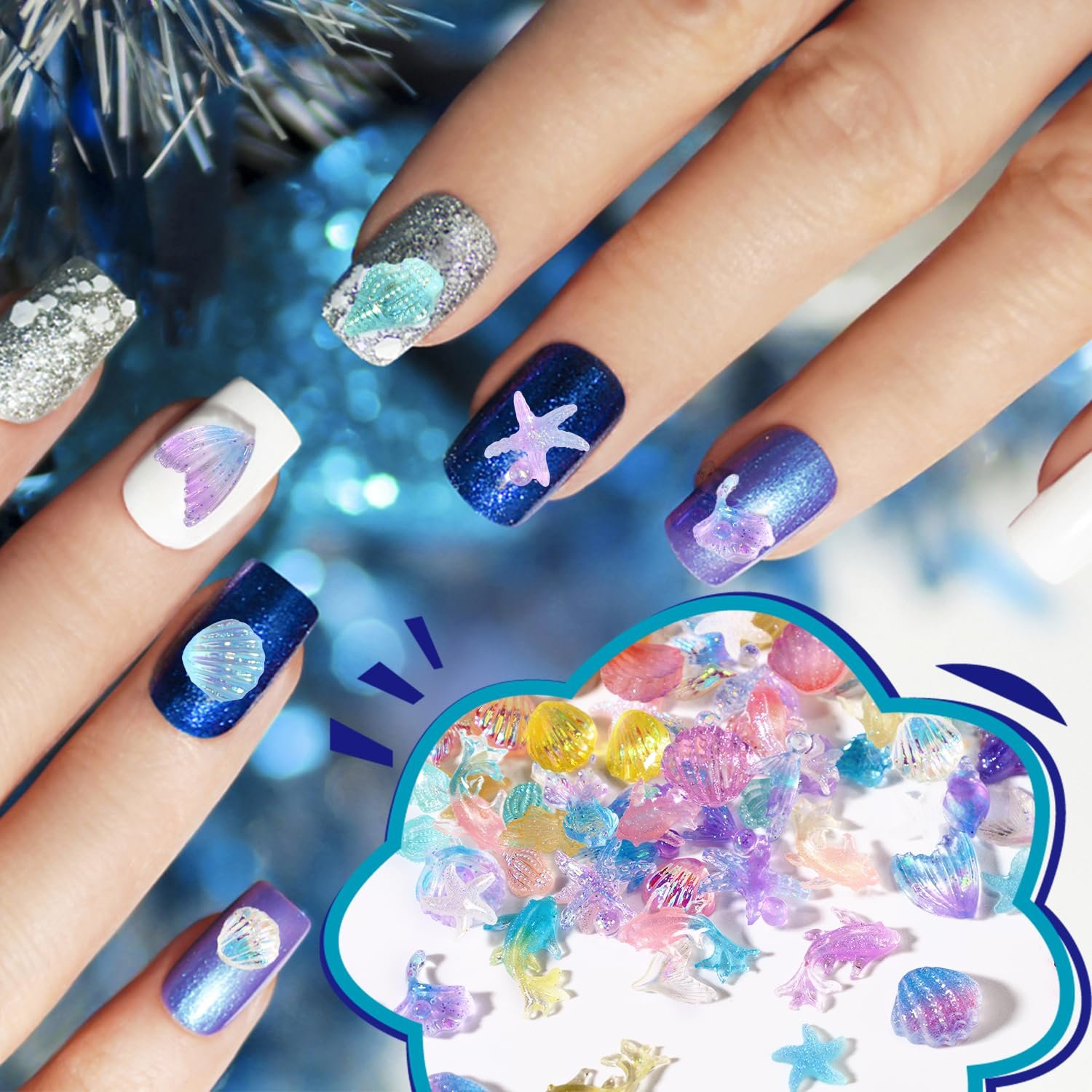 Прикраса для нігтів 200шт Ocean, 3D смола, фото №4