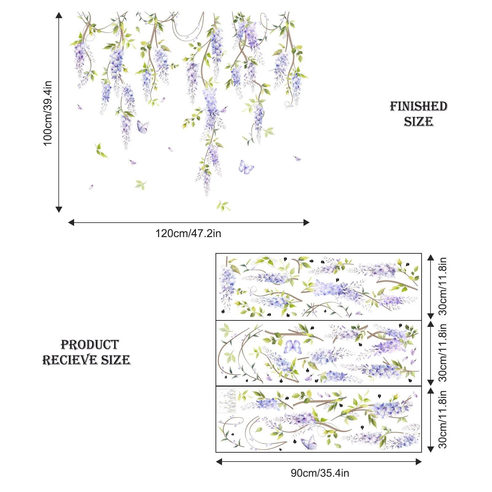 Наклейка для стін Supzone Flowers Purple Wisteria Фіолетовий, фото №5