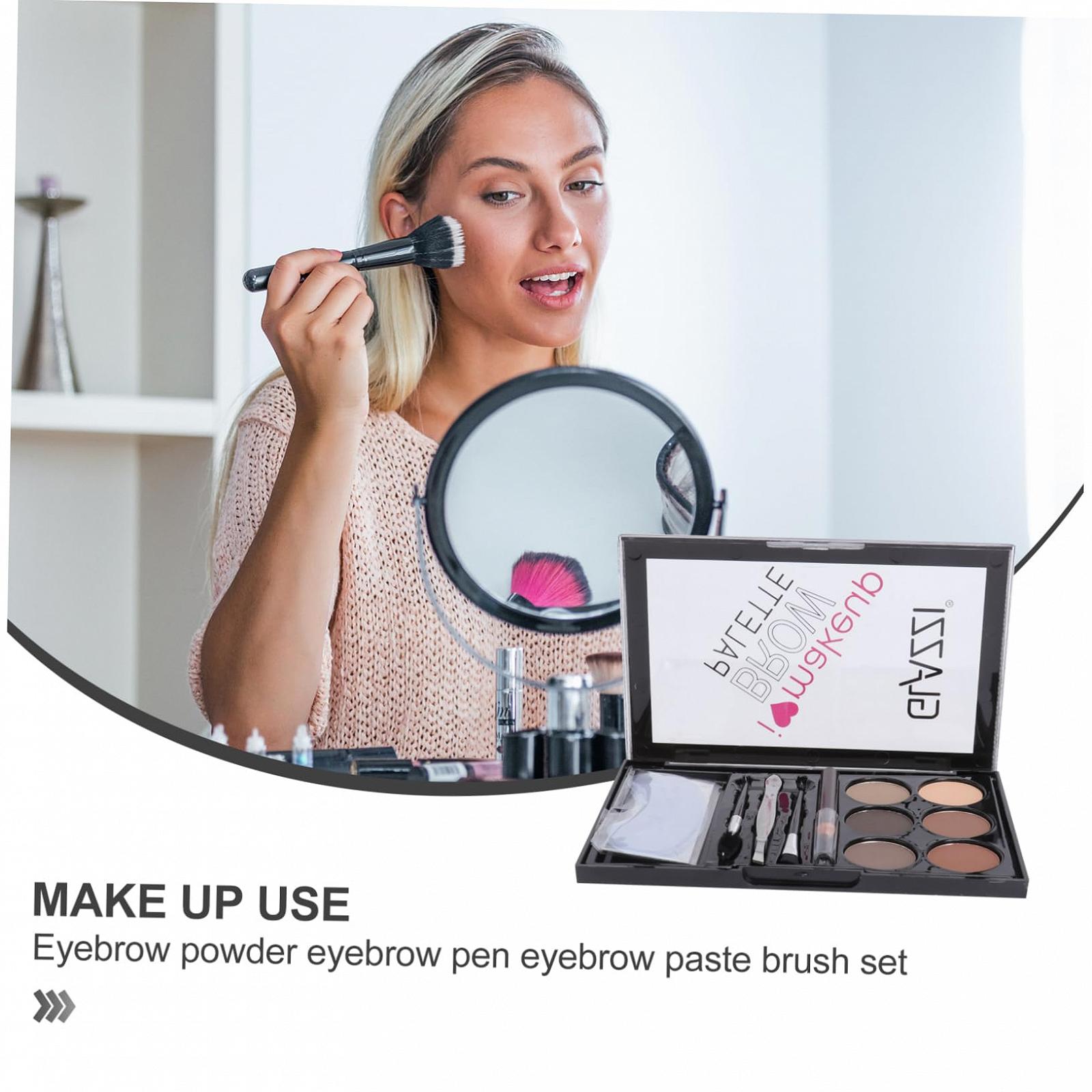 1 Набор MERRYHAPY Пудра для бровей Набор Инструмент для макияжа Кисть Устойчивая пудра для бровей Женская косметика Универсальные косметические аксессуары Практичные, фото №6