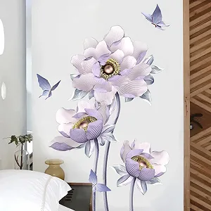 Наклейка на стіну Runtoo 3D Flowers Purple Lotus Фіолетовий лотос 3D - Фото 1