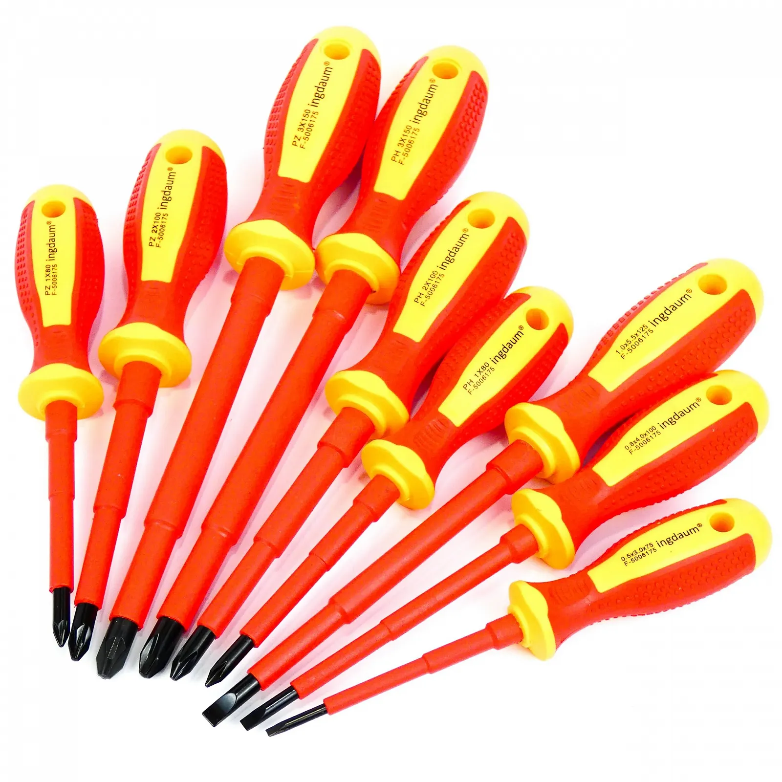 Набір викруток ingdaum VDE 9 шт. ізольовані 1000V Slotted PH PZ, фото №7