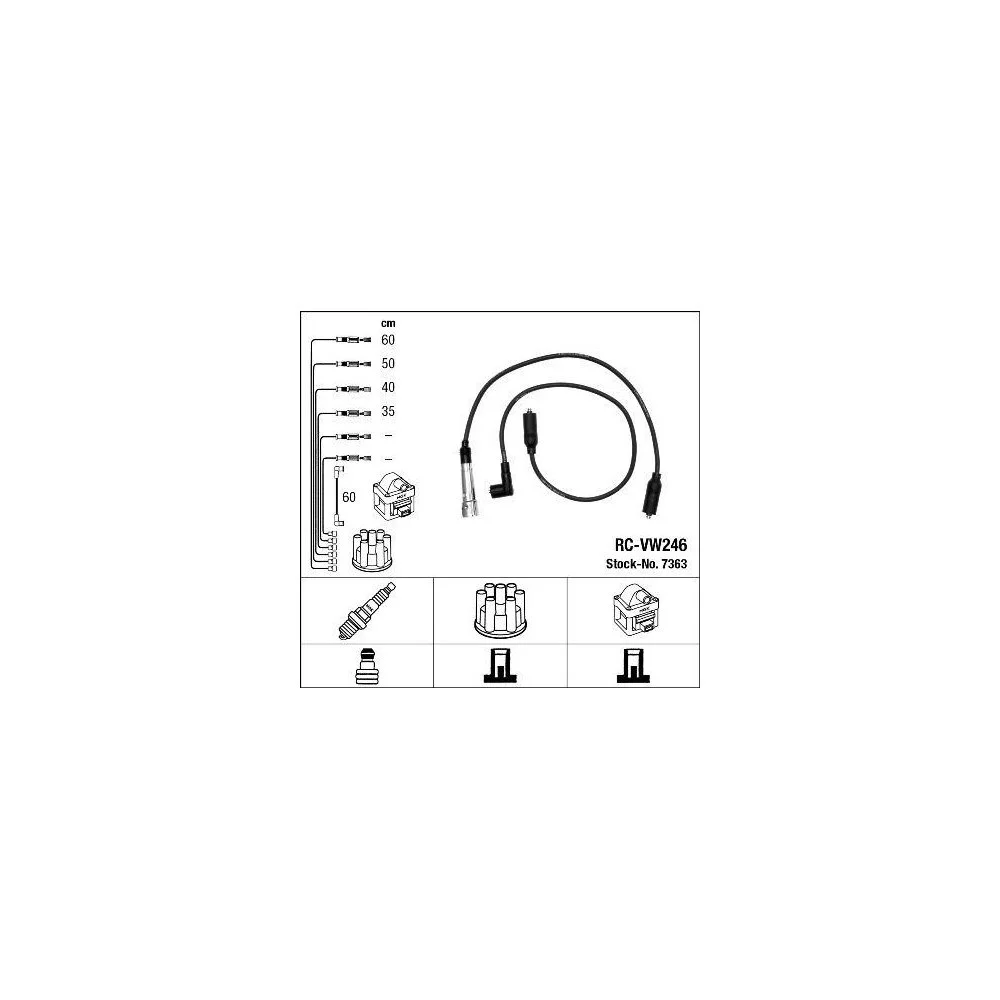 Комплект проводів запалювання NGK 7363 для автомобілів з розподільником запалювання, фото №1