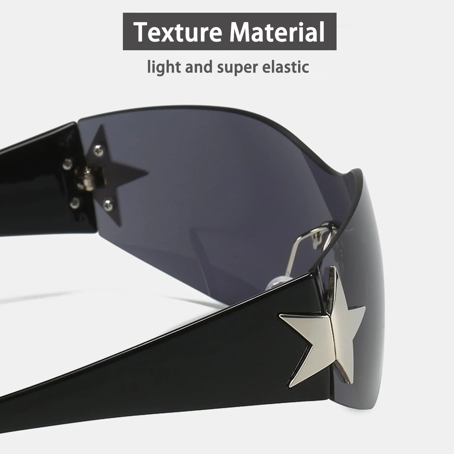 Очки Солнцезащитные Hachera Безоправные Y2k в стиле панк, 3 шт, Черный, белый, коричневый, фото №3