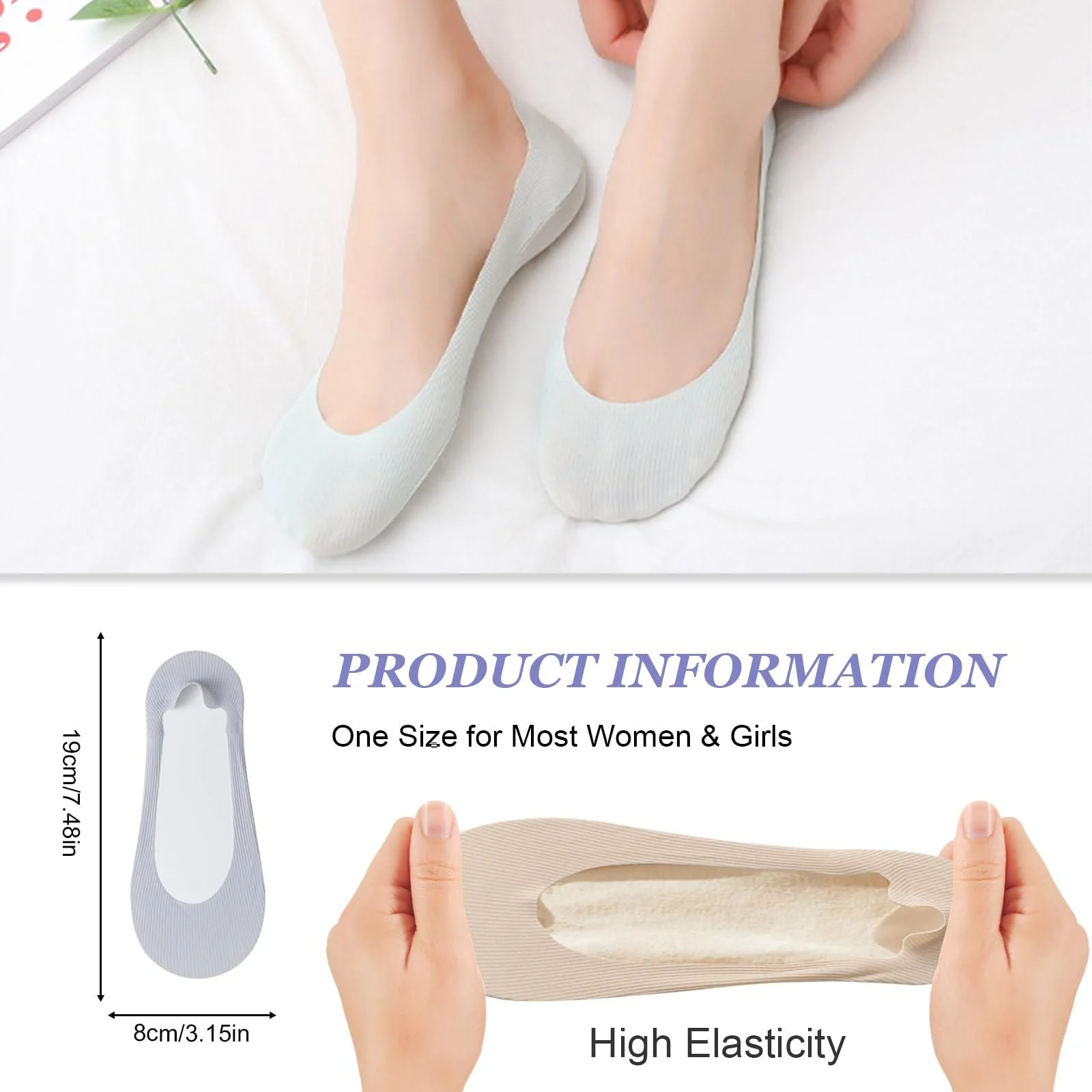 Шкарпетки Ceboic, жіночі, балетки, невидимі, 5 пар, фото №3 Шкарпетки Ceboic, жіночі, балетки, невидимі, 5 пар, фото №3