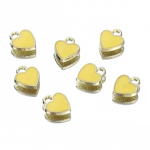Подвеска металлическая с эмалью Саме Те Сердечко желтое 8х6 мм - Фото 1