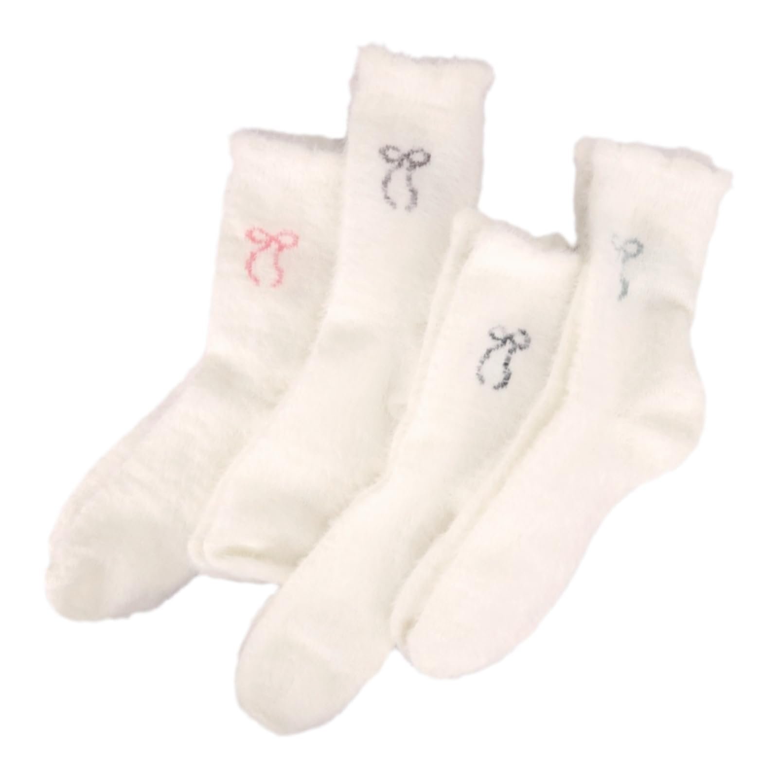 4 пары женских носков, пушистые носки с рюшами, теплые носки с рюшами, носки для кровати, носки для сна, фото №1