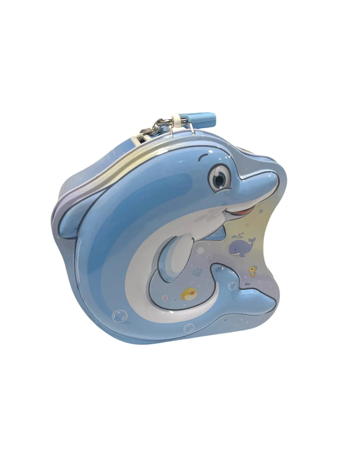Скарбничка дитяча металева з замком та ключем Dolphin Blue, фото №1