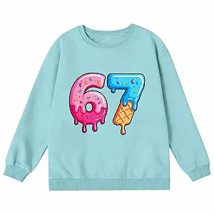 Детский свитшот Generisch 67 для девочек с круглым вырезом, длинными рукавами, мягкого, свободного кроя с графическим принтом - идеально подходит для повседневной жизни, игр и школы. synthetic.ua - Фото 1