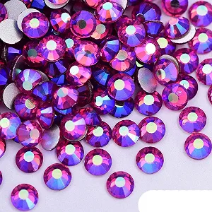 Украшения для ногтей, Драгоценные камни для ногтей, Разноцветные SS3-SS34 Хрустальные AB Блестящие Стразы, Стекло, Не термофиксированные Стразы, Плоская задняя часть, Бриллиантовые украшения для ногтей, B2540 Розовый, SS3-1440 Штук (Кол - Фото 1