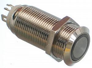 Кнопка антивандальна VJ Parts d14mm стрижка 12mm h28mm 2 положення 4 контакт індикація - Фото 1