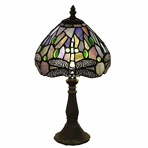 Настільна лампа Tiffany Вітражне скло Блакитна бабка Ретро Декоративна - Фото 1