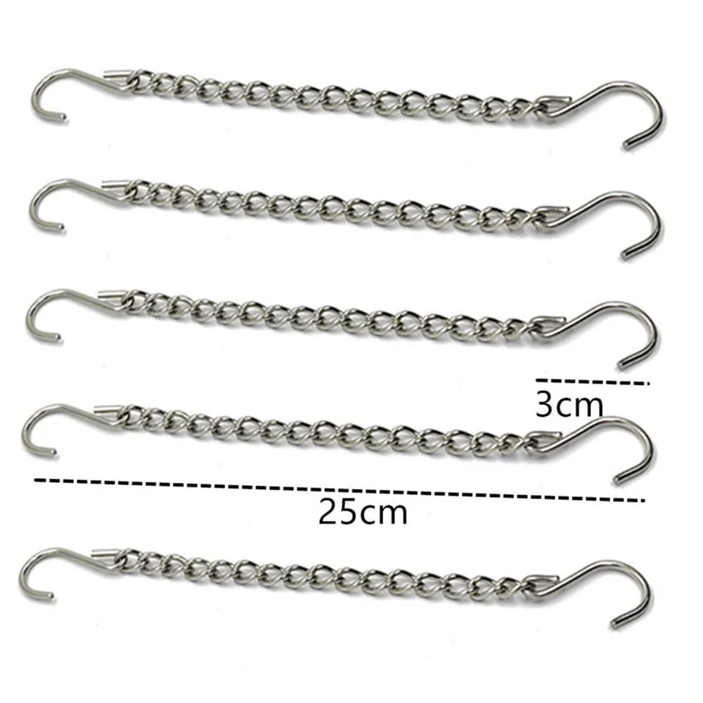 Металеві ланцюги для підвішування 10 шт. із затискачами та гачками сріблясті, фото №2 Металеві ланцюги для підвішування 10 шт. із затискачами та гачками сріблясті, фото №2