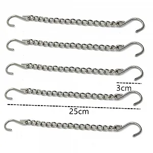 Металеві ланцюги для підвішування 10 шт. із затискачами та гачками сріблясті synthetic.ua - Фото 1