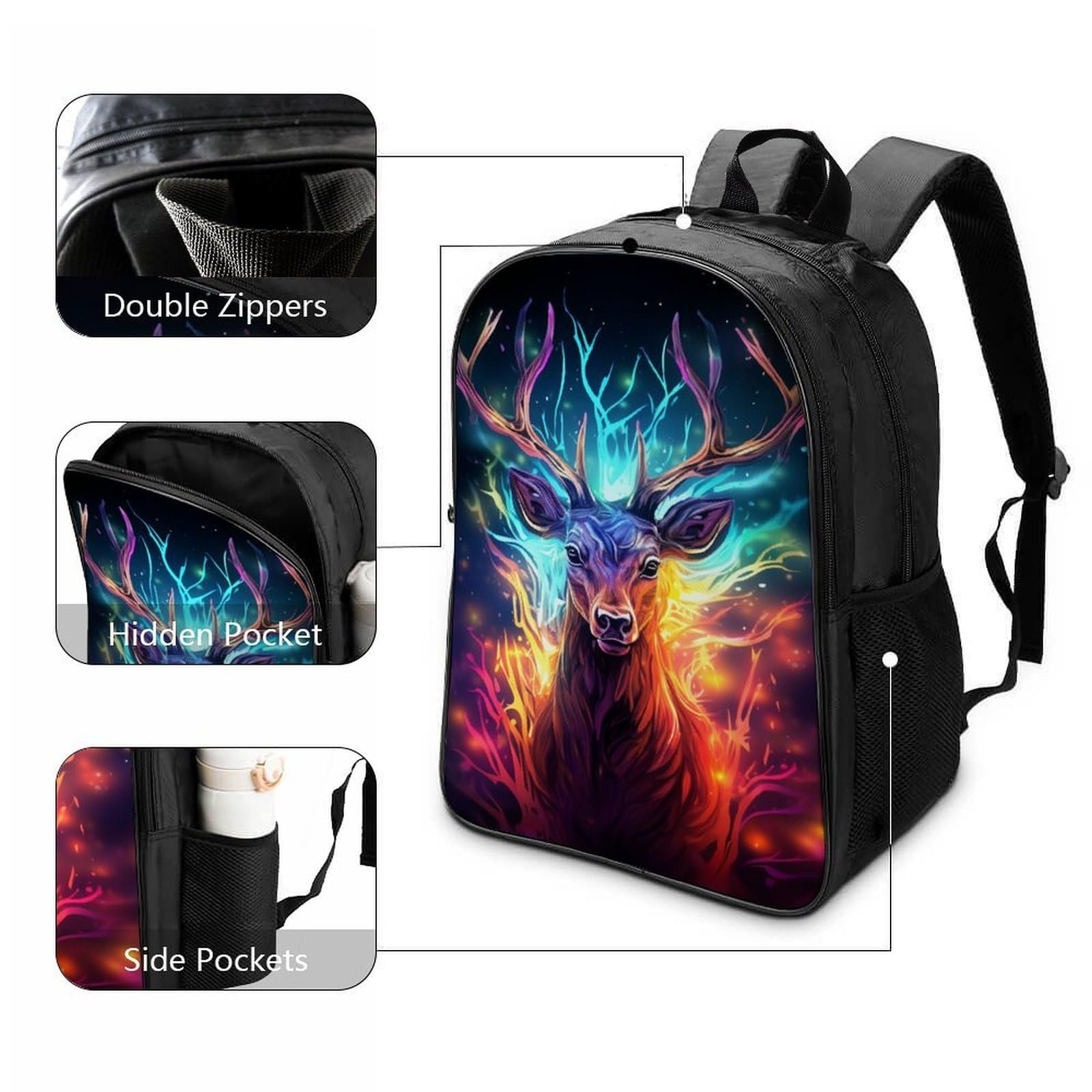 Рюкзак RSIUUODNF Deer 3D Детский Большие Карманы 40x28x16см, фото №3