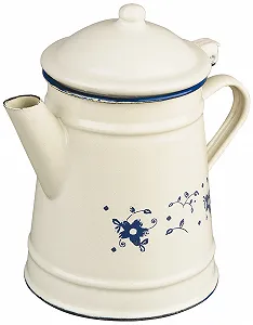 Кофейник IBILI Sena конический 1 л, эмалированная сталь, белый/голубой, 10 x 10 x 20 см - Фото 1