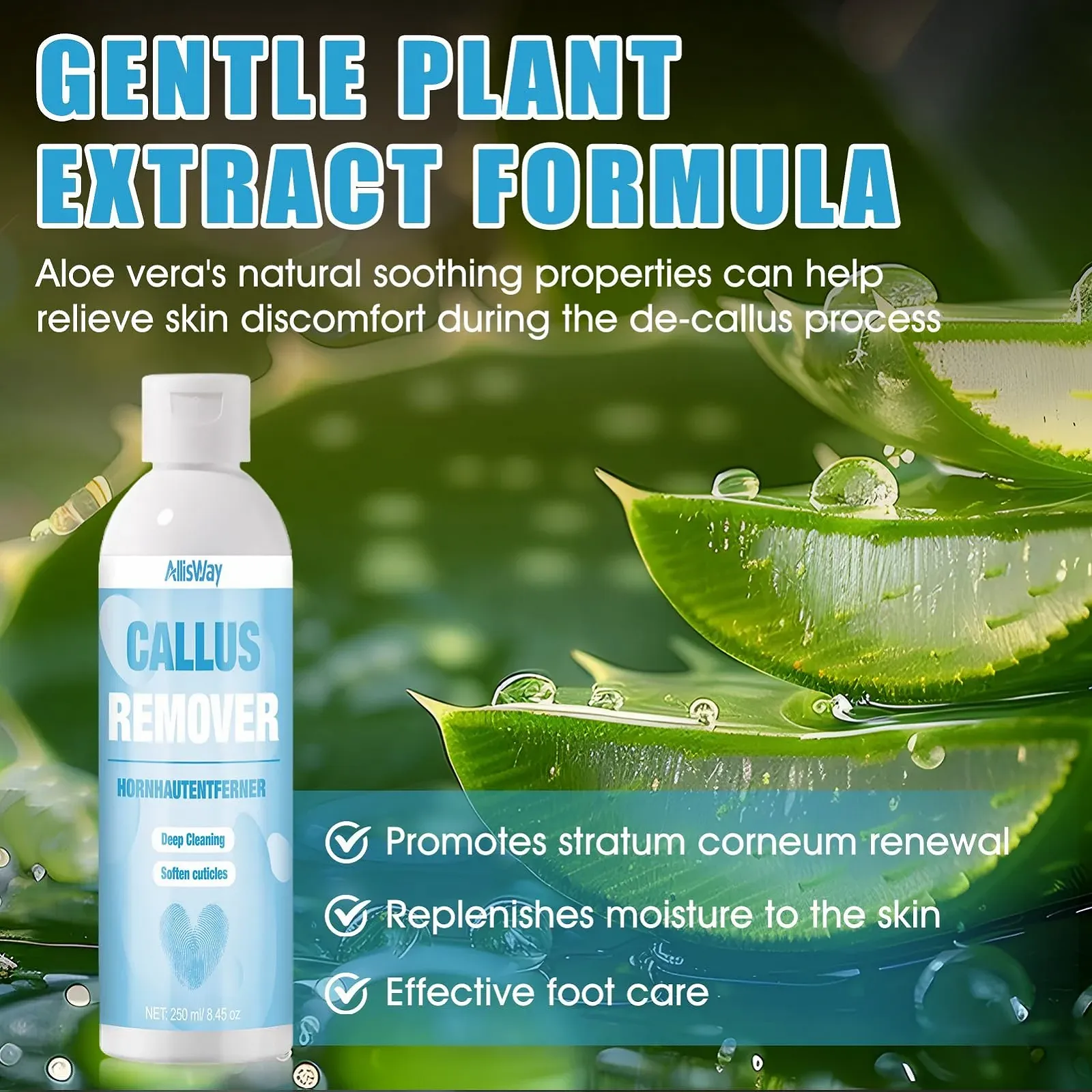 Набор для ухода за ногами со средством для удаления мозолей, скрабом и стеклянной пилкой 250 мл, фото №3