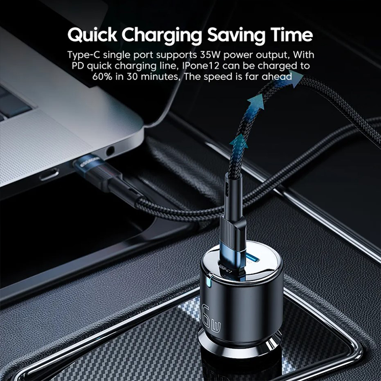 Автомобильный адаптер City Dual ESSAGER для зарядки на 2 USB 60W, фото №5