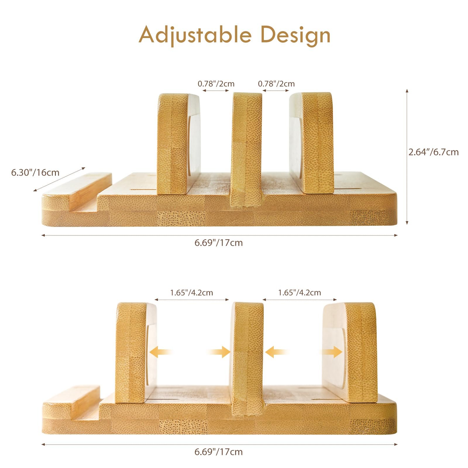Вертикальная Подставка для Ноутбука Бамбук Двойная с Регулируемой Док-станцией 2,5 - 4,5 см, фото №2
