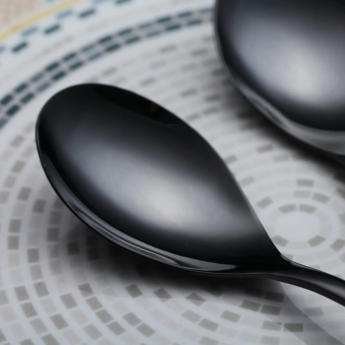 Ложки столові Kyraton, 6 шт, 8 дюймів, нержавіюча сталь, з титановим покриттям, чорні, фото №6