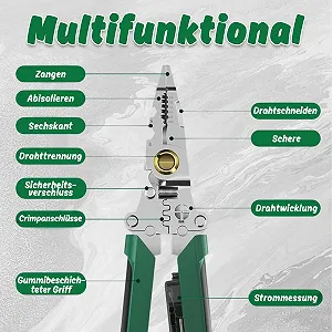 Плоскогубцы электрика с тестером напряжения Многофункциональные металлические Зеленый synthetic.ua - Фото 1