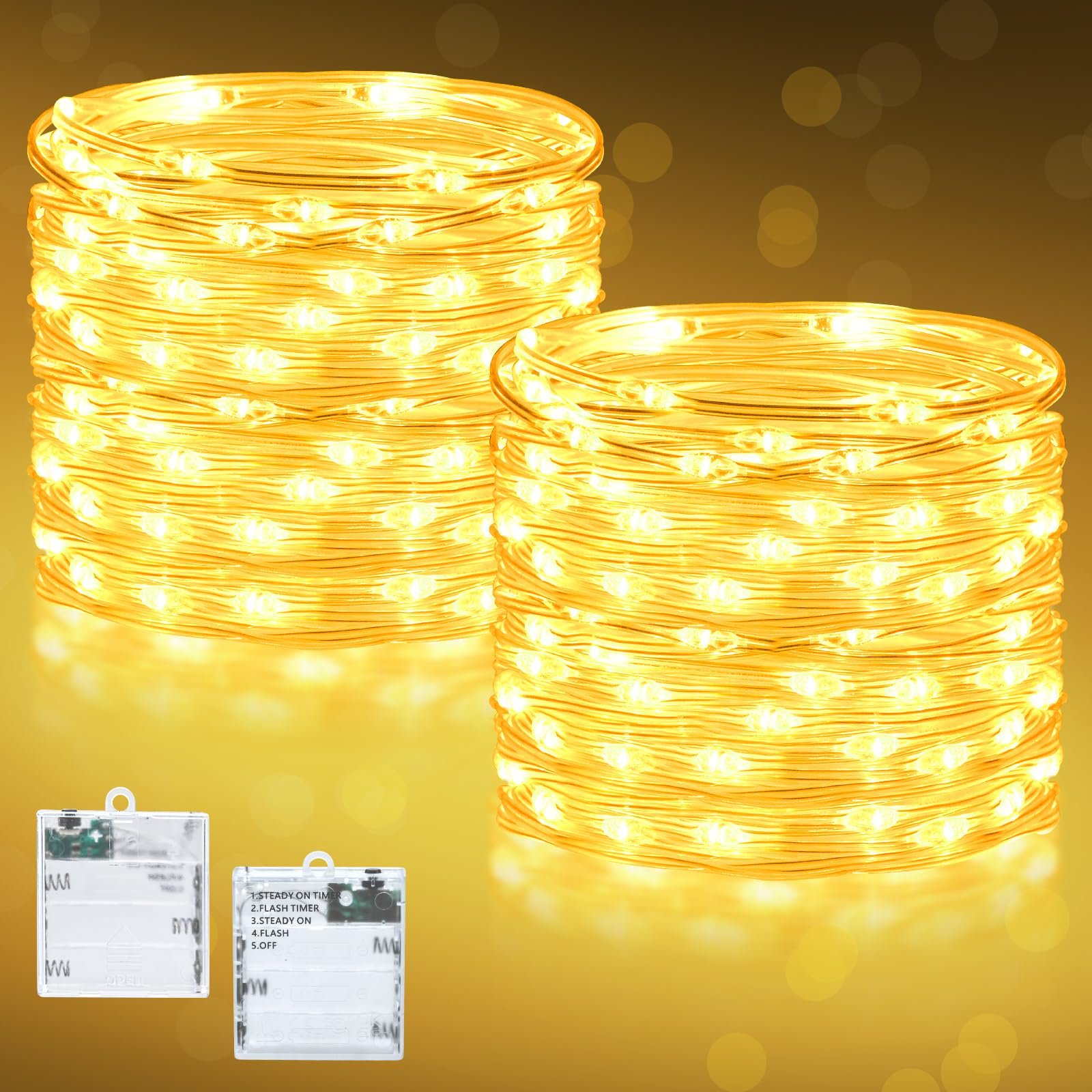 Гирлянда Dalugo 5 режимов, 5 м 50 LED, 2 шт., теплый белый, фото №1